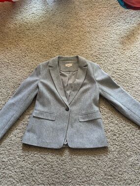 LOFT Gray Herringbone Tailored Blazer